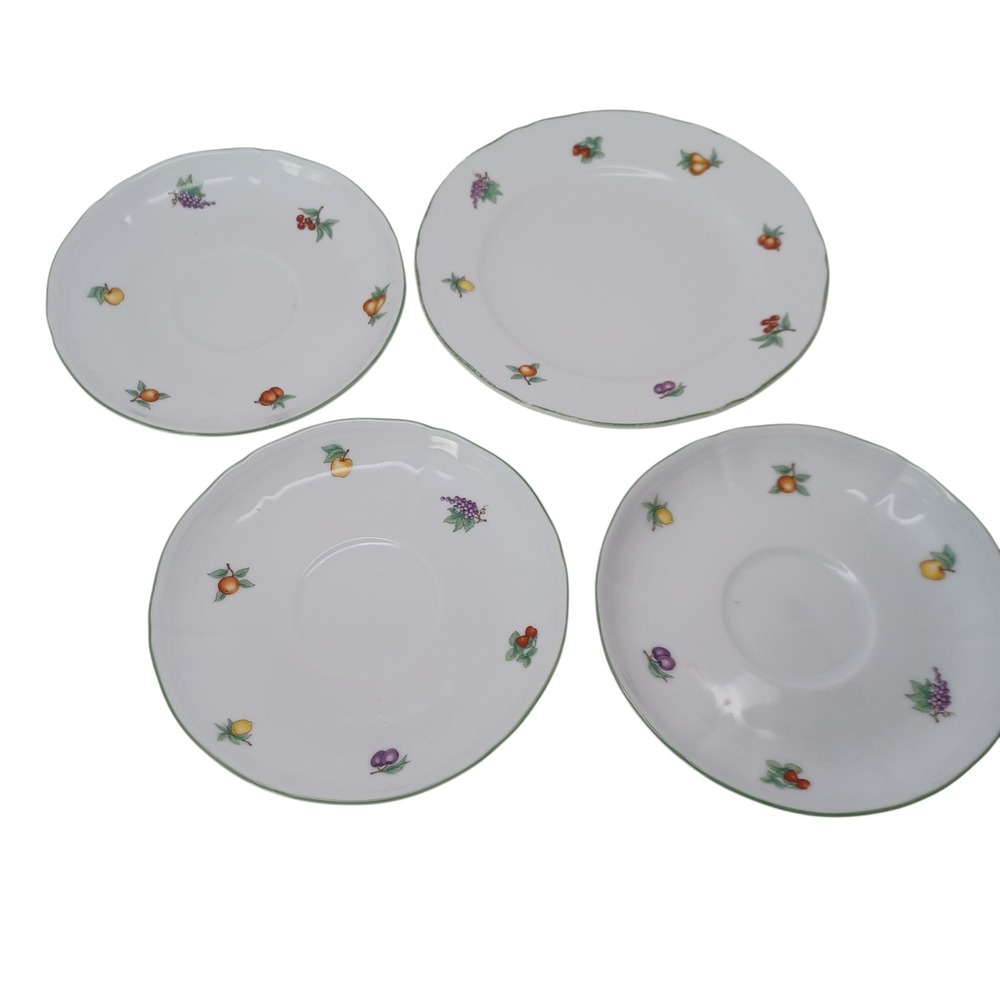 Richard Ginori Plates Mixed Set of‎ 4 Eden Fruit Green Rim Made in Italy